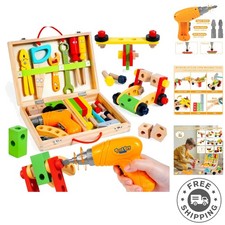 Creative Pretend Play Kids Tool Set with Electric Drill  Educational Stickers