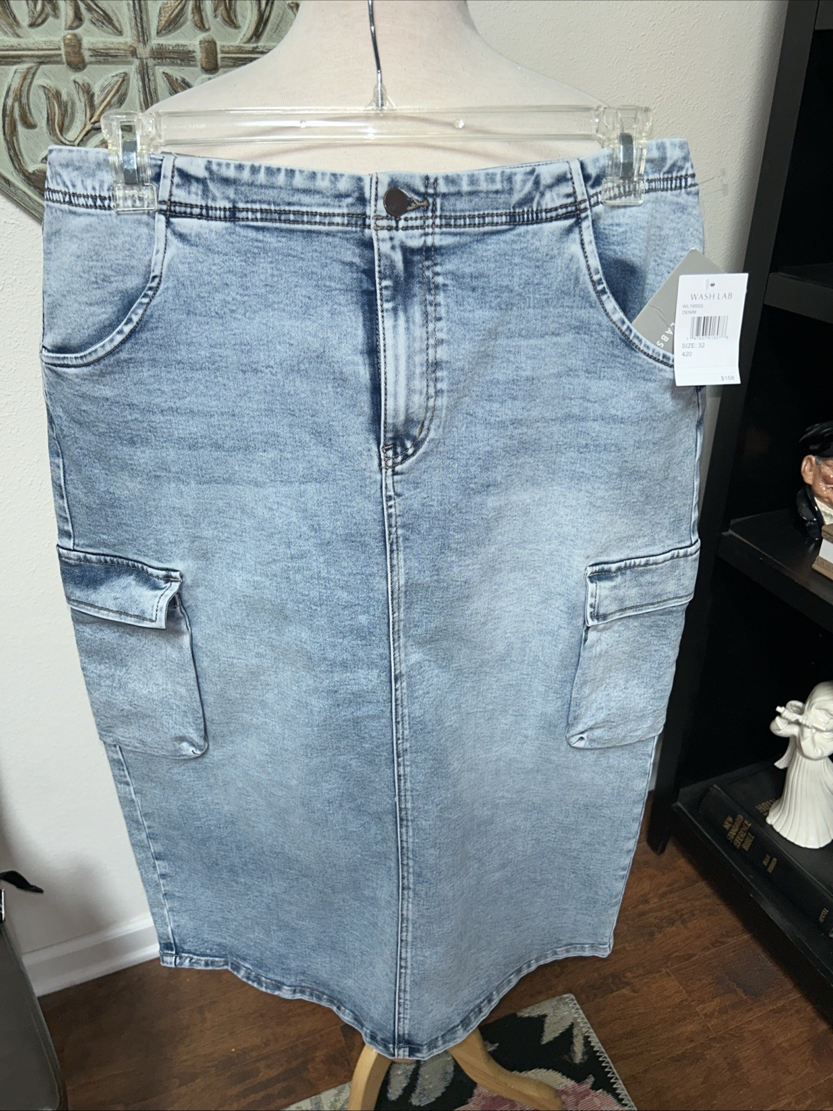 Wash Lab denim Cargo Pocket Maxi Skirt