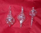 3 Studio Art Glass Christmas Ornaments Iridescent Blown Bulb Drop — photo 1