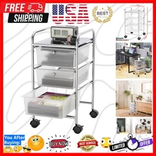 Compact Chrome Utility Cart with 3 Drawers - Perfect for Art & Office Supplies