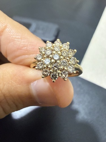 Women’s Flower Ring 1 Carat Natural Champagne Diamond 10kt Rose Gold Size 7
