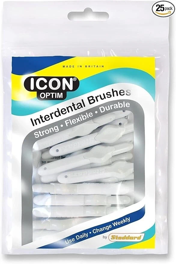 ICON OPTIM Stoddard Icon White 0.35mm Optim standard Interdental Brushes - Pack of 25