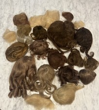 Lot of 18 Antique Vintage Doll Wigs Various Sizes Materials Colors Unbranded.