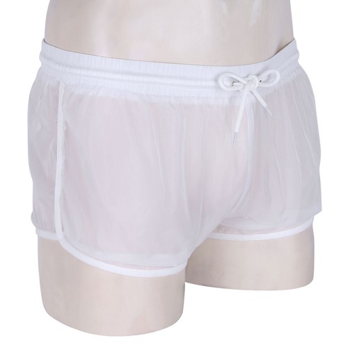 Men's Sheer See Through Boxers Shorts Drawstring Casual Swim Shorts Underwear - Picture 14 of 56