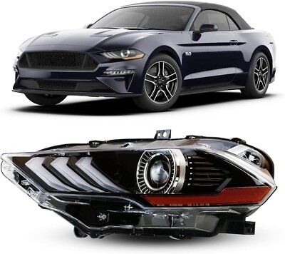 Left Side Headlight fit 2018 2019 2020 2021 2022 Ford Mustang LED Projector Lamp