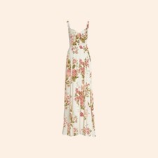 NWT $428 Reformation Lecce Dress Corsage White Pink Floral Maxi Gown Button 6