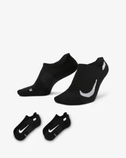 Nike Multiplier Running No Show Ankle Men's Socks 2 Pairs Black Size S-2XL Sport