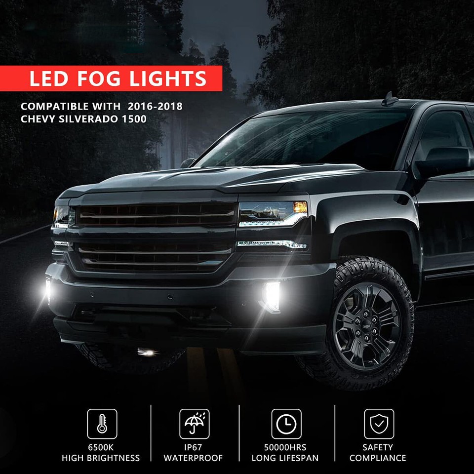 Fog & Driving Lights For Honda Fit LED Fog Light Kit For 2016-2018 Chevy Silverado 1500 - Complete Set With Switch & Wiring G-plus Fog Light Kit - Foto 10