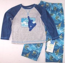 NWT Carter's Boy's Blue Snow Board Boarder Fleece Pajamas Pajama Set, 4