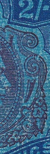 Bermuda SG116de 2/- purple and blue/deep blue Broken Lower Right Scroll M/M - Picture 3 of 3