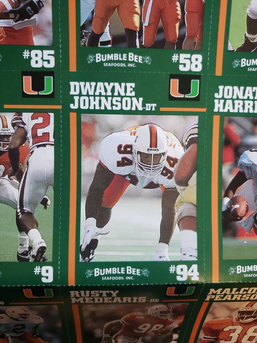 FULL SHEET 1994 MIAMI HURRICANES BUMBLEBEE DWAYNE JOHNSON FULL SHEET 1994 MIAMI HURRICANES BUMBLEBEE DWAYNE JOHNSON