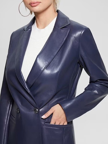 Guess Kunstleder Blazer Navy Neu mit Etikett Größe M - Bild 5 von 14