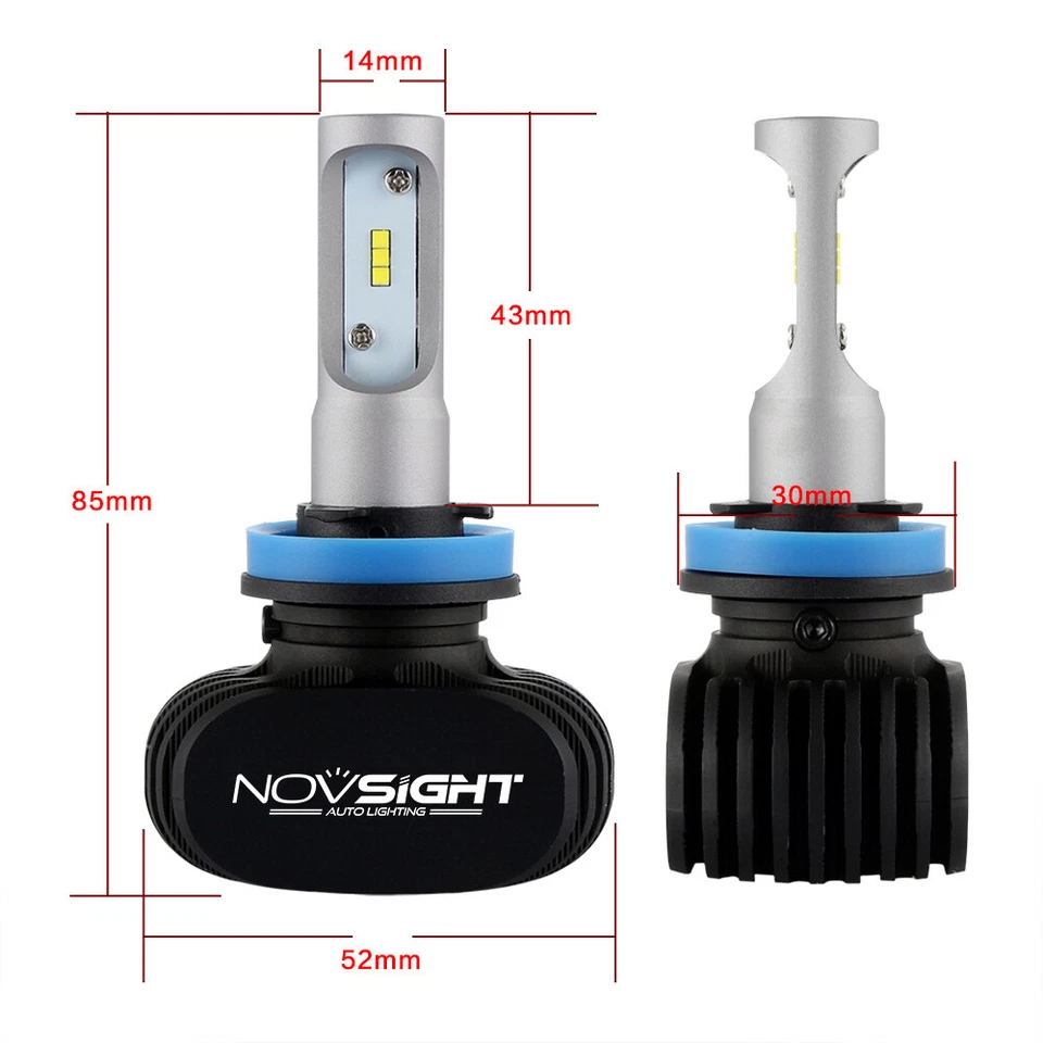 NOVSIGHT 8000LM H11 Kit de bombillas de faros LED 300% brillante 6500K blanco Foto 3 de 4