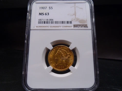 1907 MS63 Gold Liberty Half Eagle NGC Certified