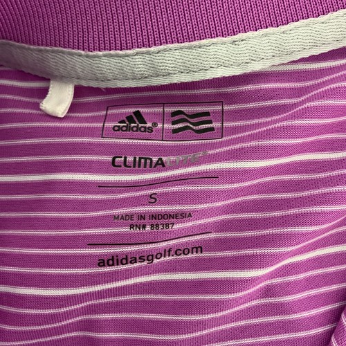 Adidas Clima Lite men's polo shirt sport wear striped pink short sleeve size S - Picture 6 of 8