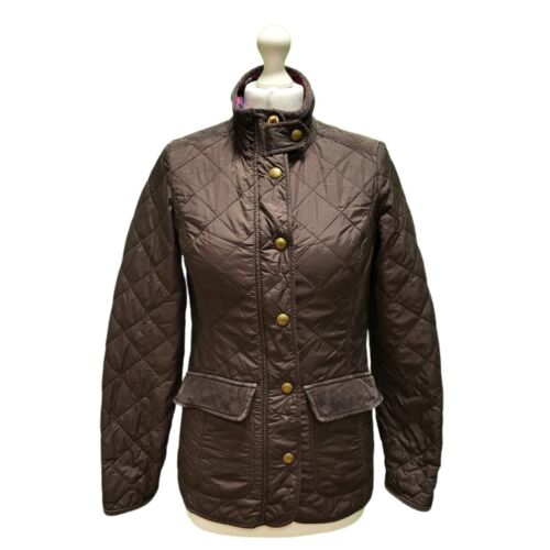 WW261 WOMENS JOULES BROWN DIAMOND QUILTED COLLARED JACKET UK 8 S EU 36 - Picture 1 of 6