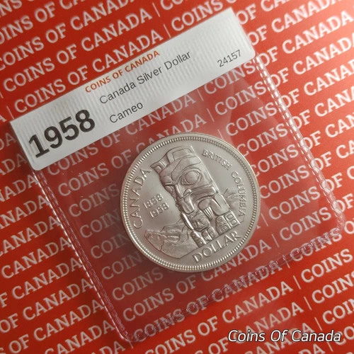 1958 Canada $1 Silver Dollar - With Cameo - UNCIRCULATED Coin #coinsofcanada