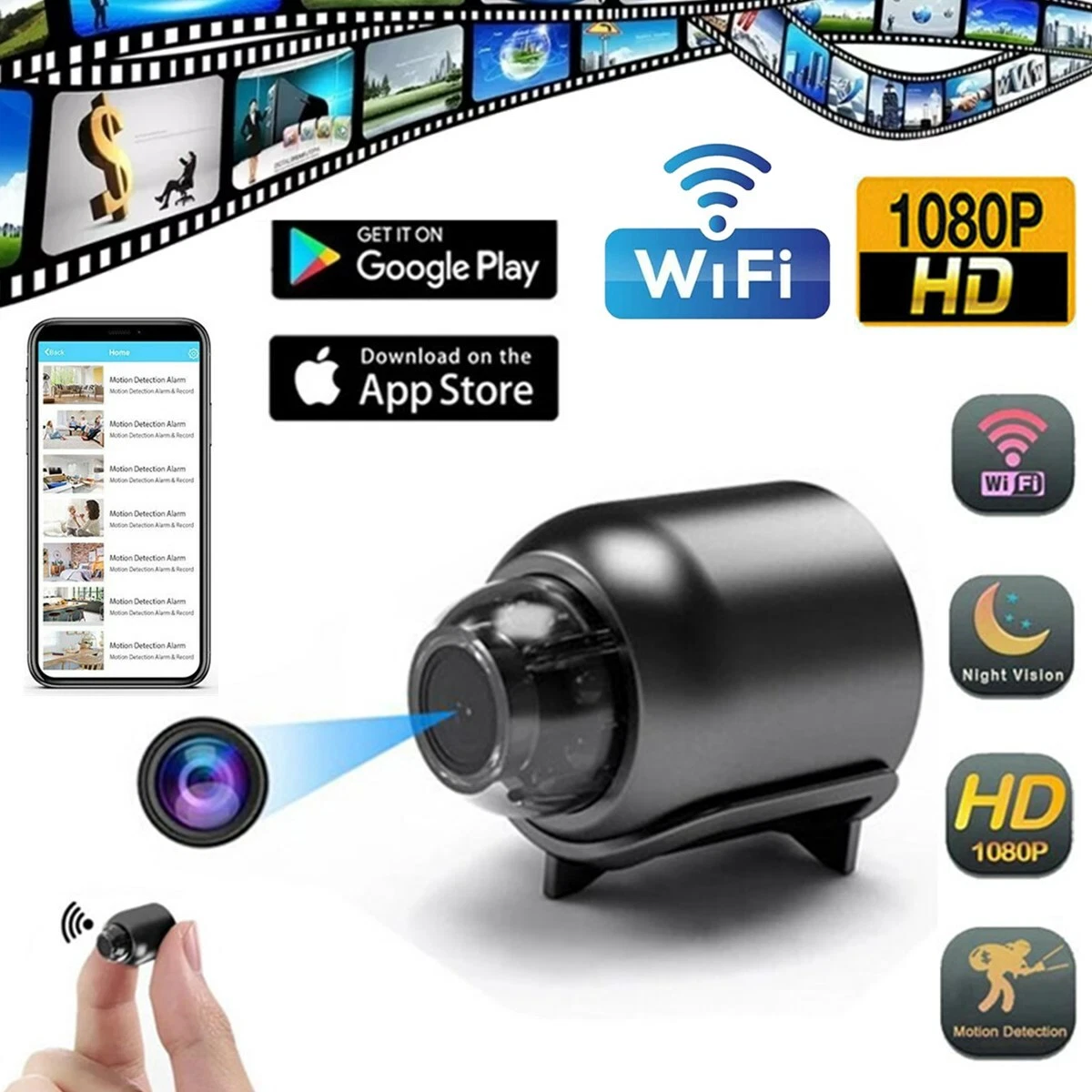 Mini Camera 1080P HD Video Motion Night Vision Cam Wifi Camcorder.