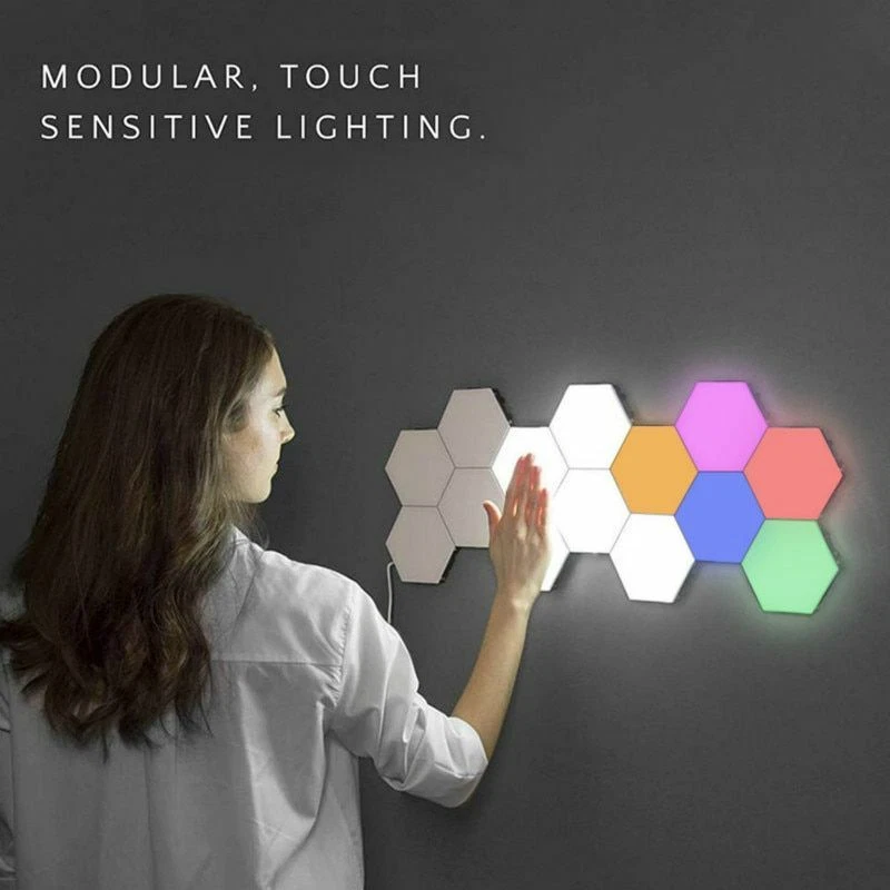 Hexagon LED Lights Quantum Light Touch Night Magnetic Wall Lamp eBay