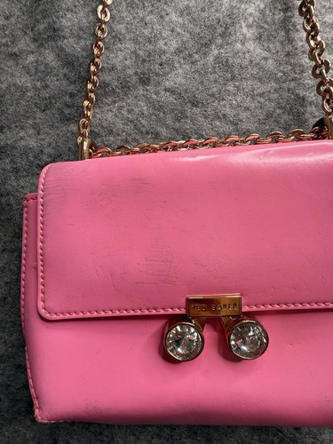 TED BAKER Bag Patent Pink Gold Small Chain Authentic Near New - Picture 3 of 12