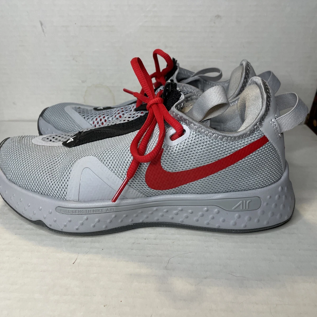 Nike By You PG 4 Paul George Shoes Mens Sz 7 Gray Red Black Sneakers  CQ7339-991