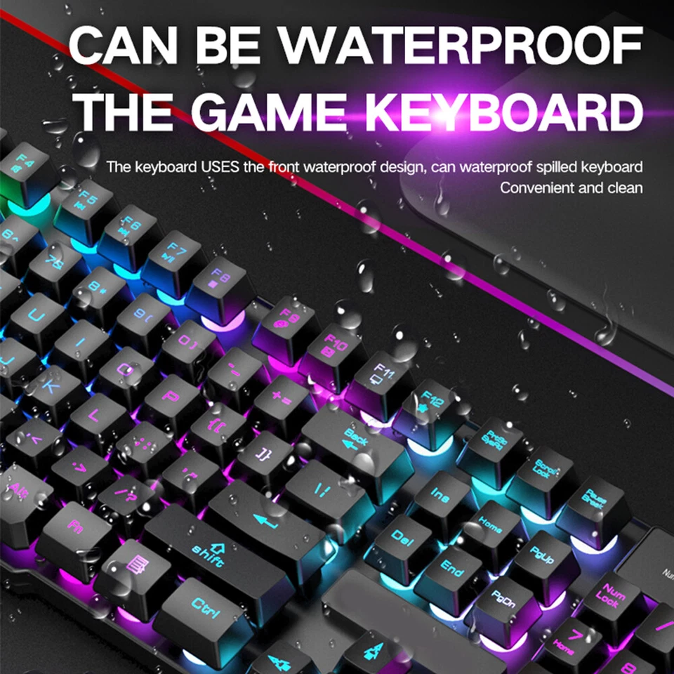 Wireless RGB Gaming Keyboard and Mouse Set Mechanical Feel Rechargeable Backlit - Image 3 of 4