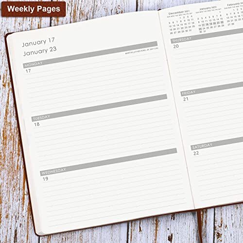 2022 Planner - Weekly/Monthly Planner, 8.5" x 11", Soft Leather cover with 