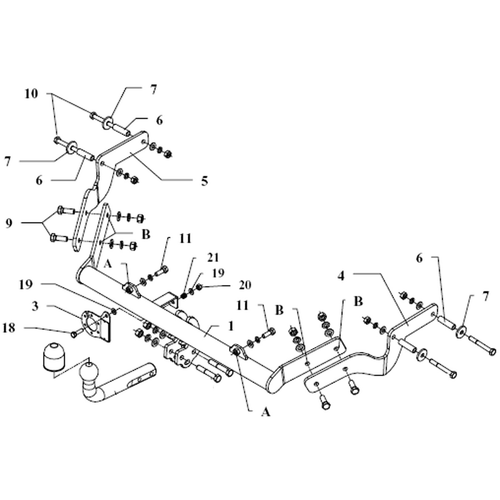 AUTO HAK Anhängekupplung starr passend für Peugeot Partner 06.1996-12.2015 neu - Afbeelding 3 van 3