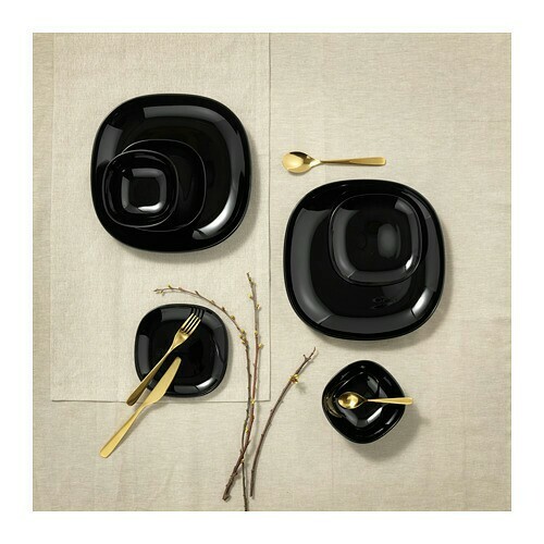 Dinner Set Dinnerware Square Black Plate Bowl Side Mug Tableware