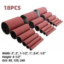4-1/2" Oscillating Sander Spindle Sanding Drum Sleeves Paper Set 80 120 240 Grit