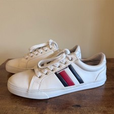 Tommy Hilfiger Womens White Lace-Up Sneakers ...