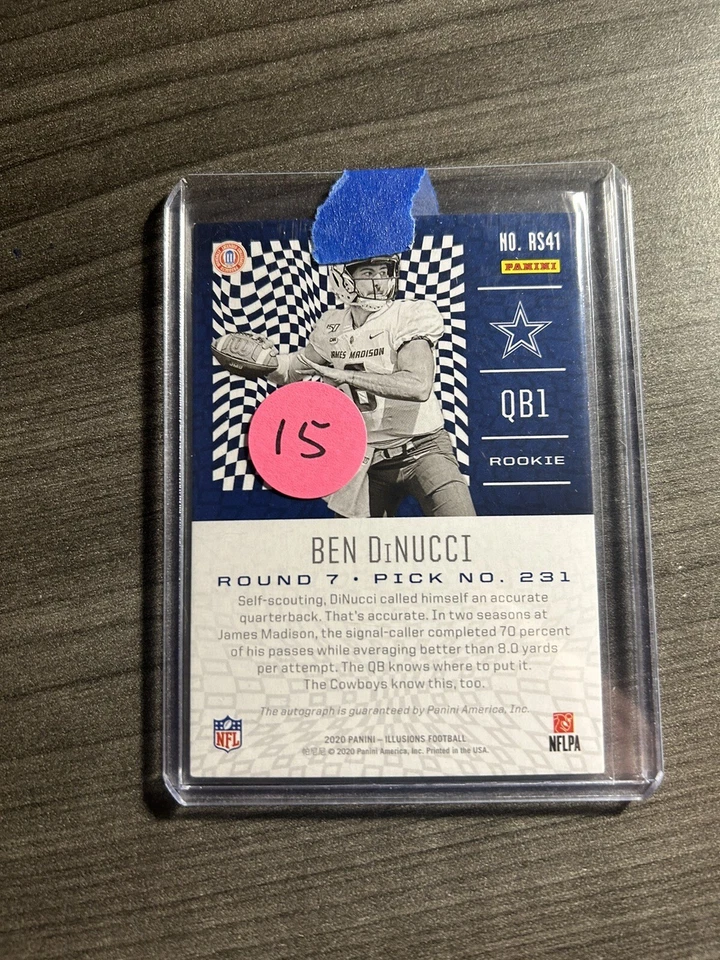 2020 Illusions Rookie Signs #41 Ben DiNucci JMU Cowboys QB Auto #'d 6/99 B6 - Image 2 of 2