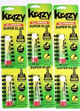 6 ELMER'S Instant Krazy Krazy Glue Tube ALL PURPOSE leather wood plastic rubber