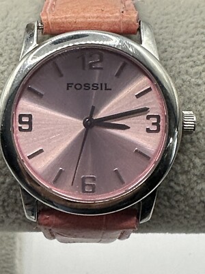 Fossil jr-8643 Womens Watch Pink Band Dial New Battery 31MM 8'' U