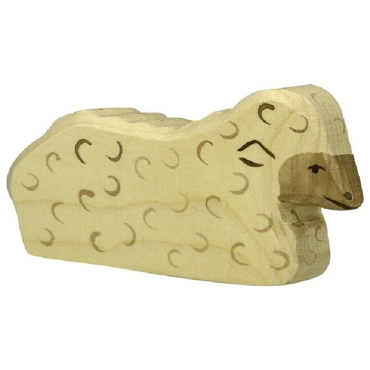 Holztiger 80074 Sheep Lying 10 Cm Wooden Figures Series Farmland
