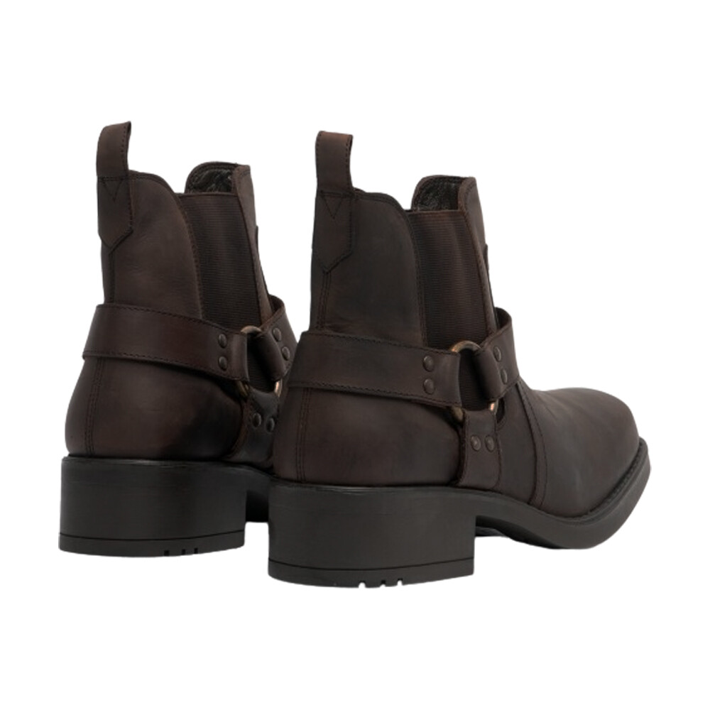 Mens Cowboy Boots Leather Ankle Desert Biker Shoes Harley Woodland Black  Brown | eBay