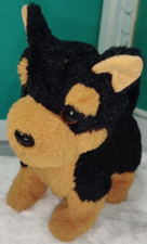 7" Electronic Puppy Dog Walks Barks Animated Plush Black Tan