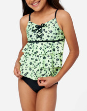 JUSTICE Girls Swimsuit Tankini Bikini Ruffle Swim 5 6 8 12 14 16 18 L XL Green