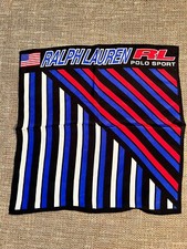NWOT RALPH LAUREN Japan Silk American Flag Blue/Red/White Stripe Scarf