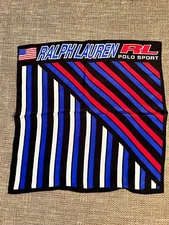 NWOT RALPH LAUREN Japan Silk American Flag Blue/Red/White Stripe Scarf 