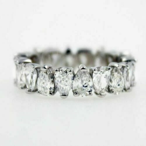 Обручальное кольцо из белого золота 14 карат с имитацией бриллианта грушевидной формы 5,65 карата размер 6 - Изображение 2 из 4