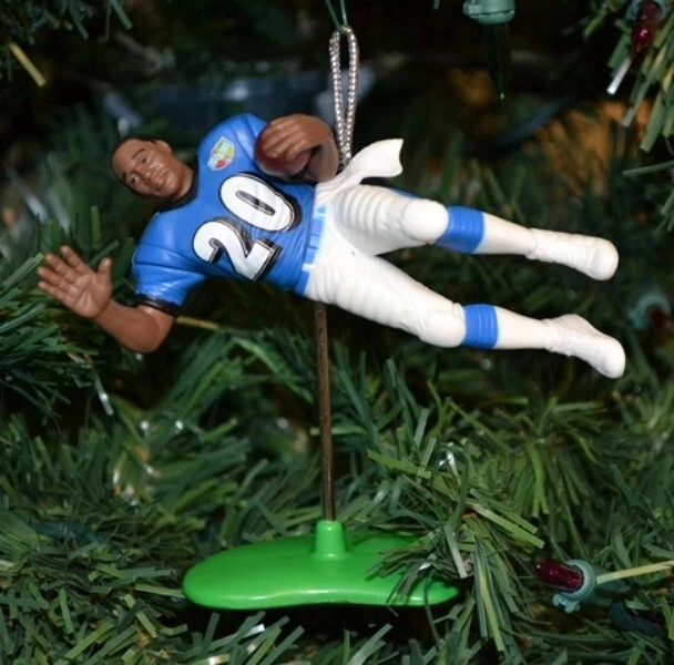 Barry Sanders Detroit Lions 4" enfeite de árvore de Natal futebol touchdown salto - Imagem 2 de 2