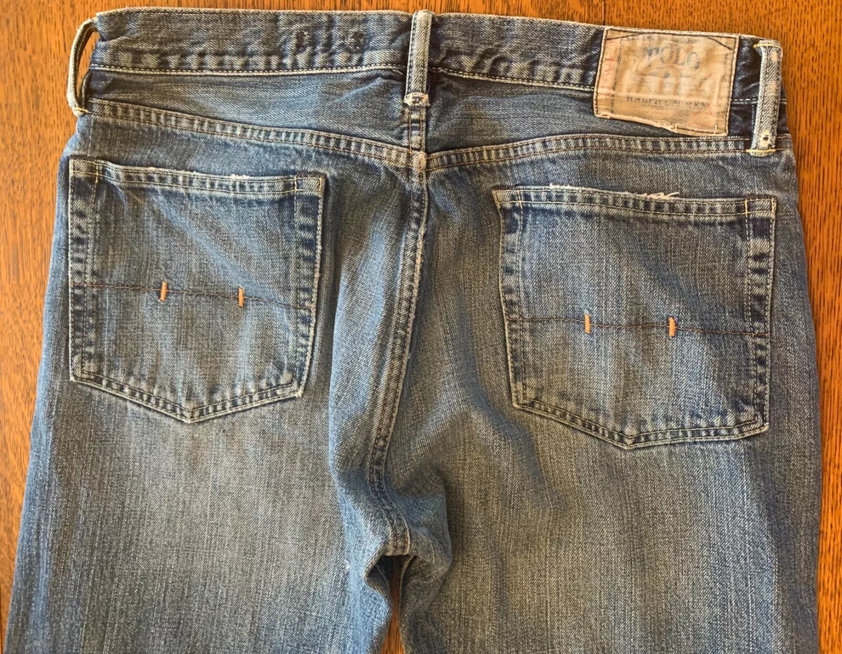 Polo Ralph Lauren classic fit 867 Blue denim Jean Pant Men s 32 30 distressed