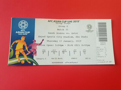 Used Ticket AFC Asian Cup UAE 2019 #35 Saudi Arabien Arabia vs Qatar Katar