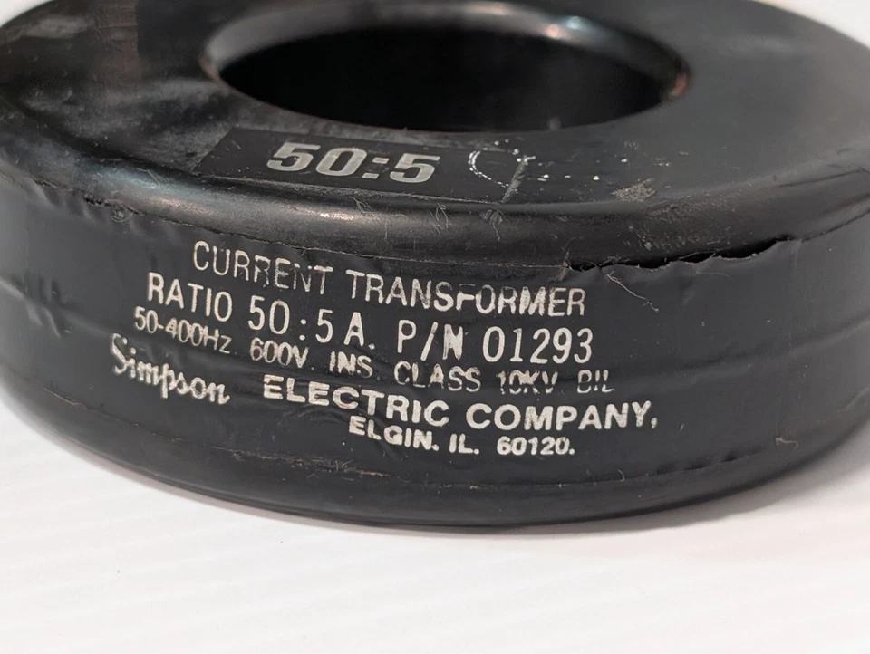 Transformador de corrente Simpson Electric 01293 proporção 50:5, 50-400Hz 600VAC - Imagem 2 de 2
