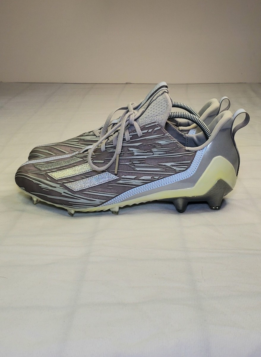 Adidas Size 12 Adizero Silver Metallic Grey Football Cleats  display picture 1