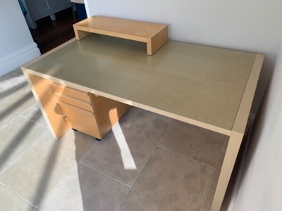 Ikea Mikael Desk With Glass Top Monitor Stand Under Desk