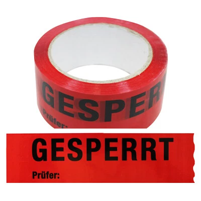 OLSHOP AG Klebeband Gesperrt Prüfer, Rot, Folie, 50 mm x 66 m, 1 Rolle