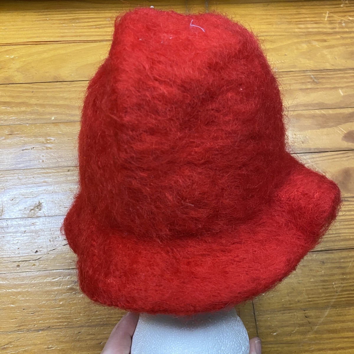 Vintage Mohair Bucket Hat Womens One Size Red Made In China Betmar Style Vintage Womens Hat Betmar Bucket Style Red Wool | eBay main image 4