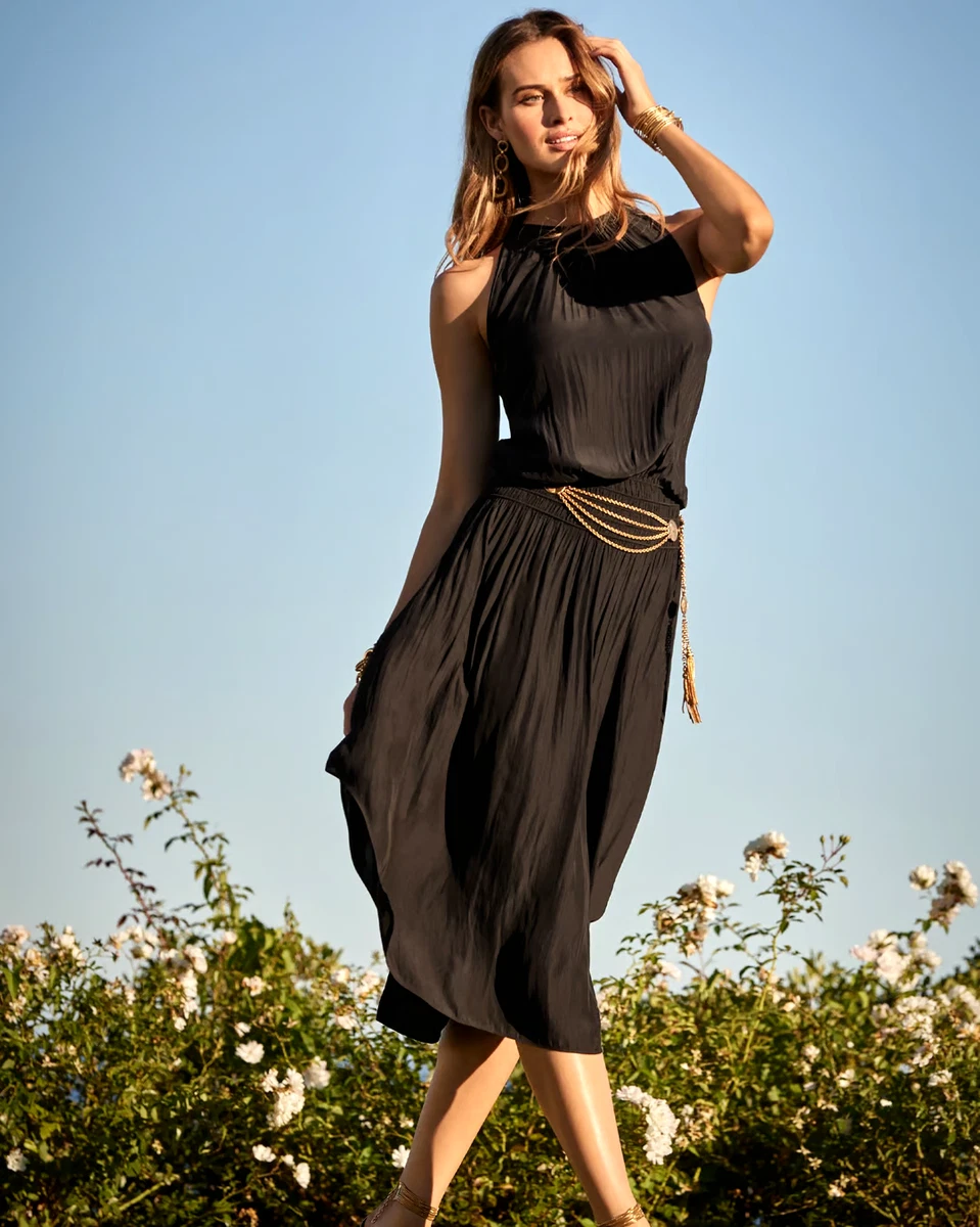 New RAMY BROOK Black Audrey Smocked Midi Dress Size Large. 425 eBay